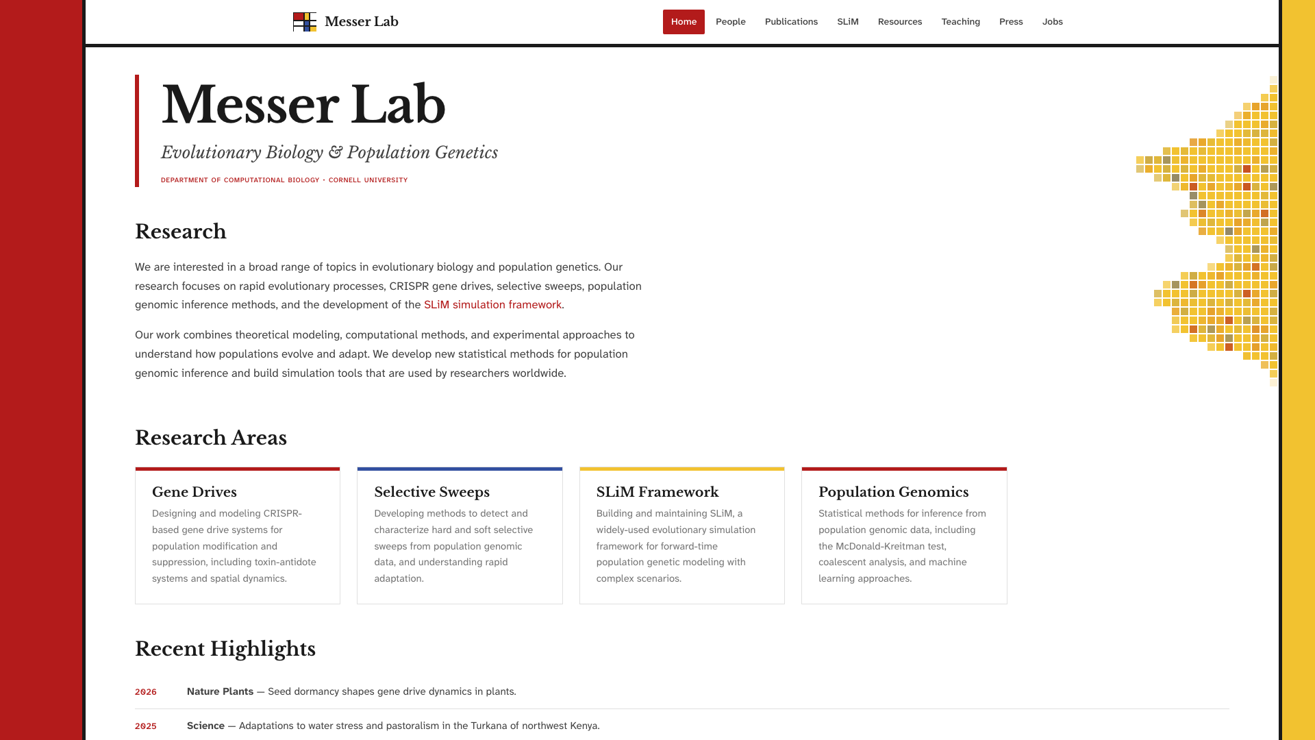 Messer Lab Website screenshot